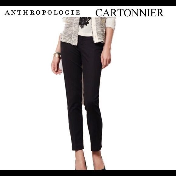 Anthropologie Cartonnier Black high rise slim ankle legging pants Sz 6 classy - Picture 3 of 16